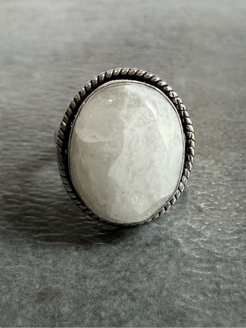 Silver Jewelry 925 Plated Rainbow Moonstone Crystal Gemstone Ring Size 8.5 Boho